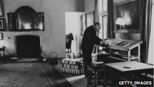 Winston Churchill at his standing desk